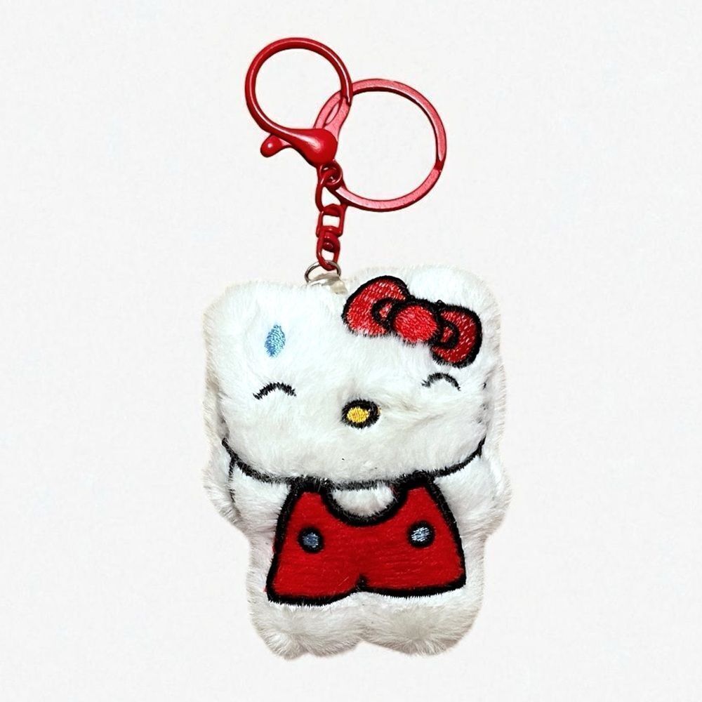 Big Hello Kitty Red Dress Plush Keychain Purse Charm
